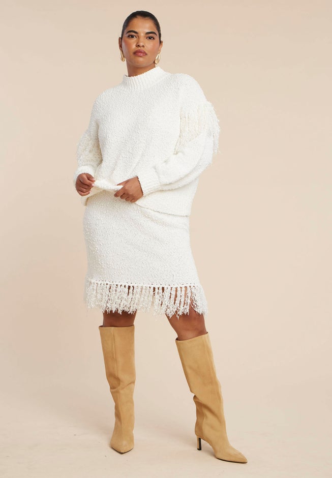 Looped Fringe Sweater Mini Skirt image number 1