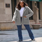 Plus Size Hooded Teddy Fleece Coat image number null