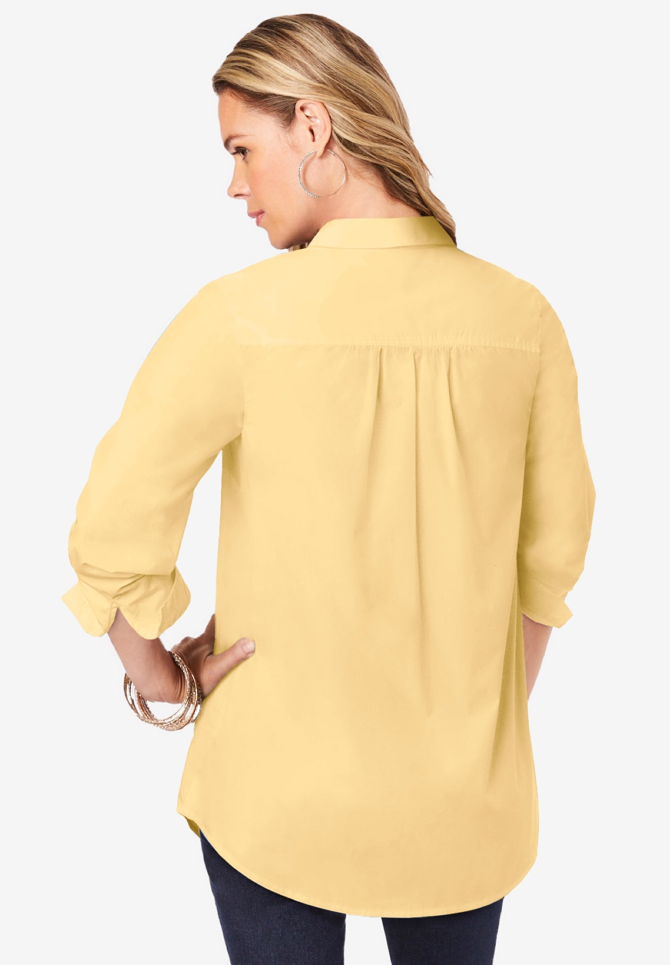 Plus Size Kate Long Sleeve Easy Cotton-Blend Button-Front Shirt image number 1
