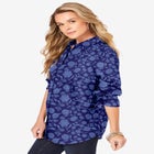Plus Size Kate Long Sleeve Easy Cotton-Blend Button-Front Shirt image number 2