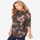 Kate Long-Sleeve Crisp Cotton-Blend Button-Front Shirt image number null
