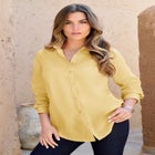 Plus Size Kate Long Sleeve Easy Cotton-Blend Button-Front Shirt image number 0