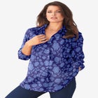 Plus Size Kate Long Sleeve Easy Cotton-Blend Button-Front Shirt image number 0