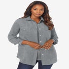 Faux Suede Button-Front Shirt image number null
