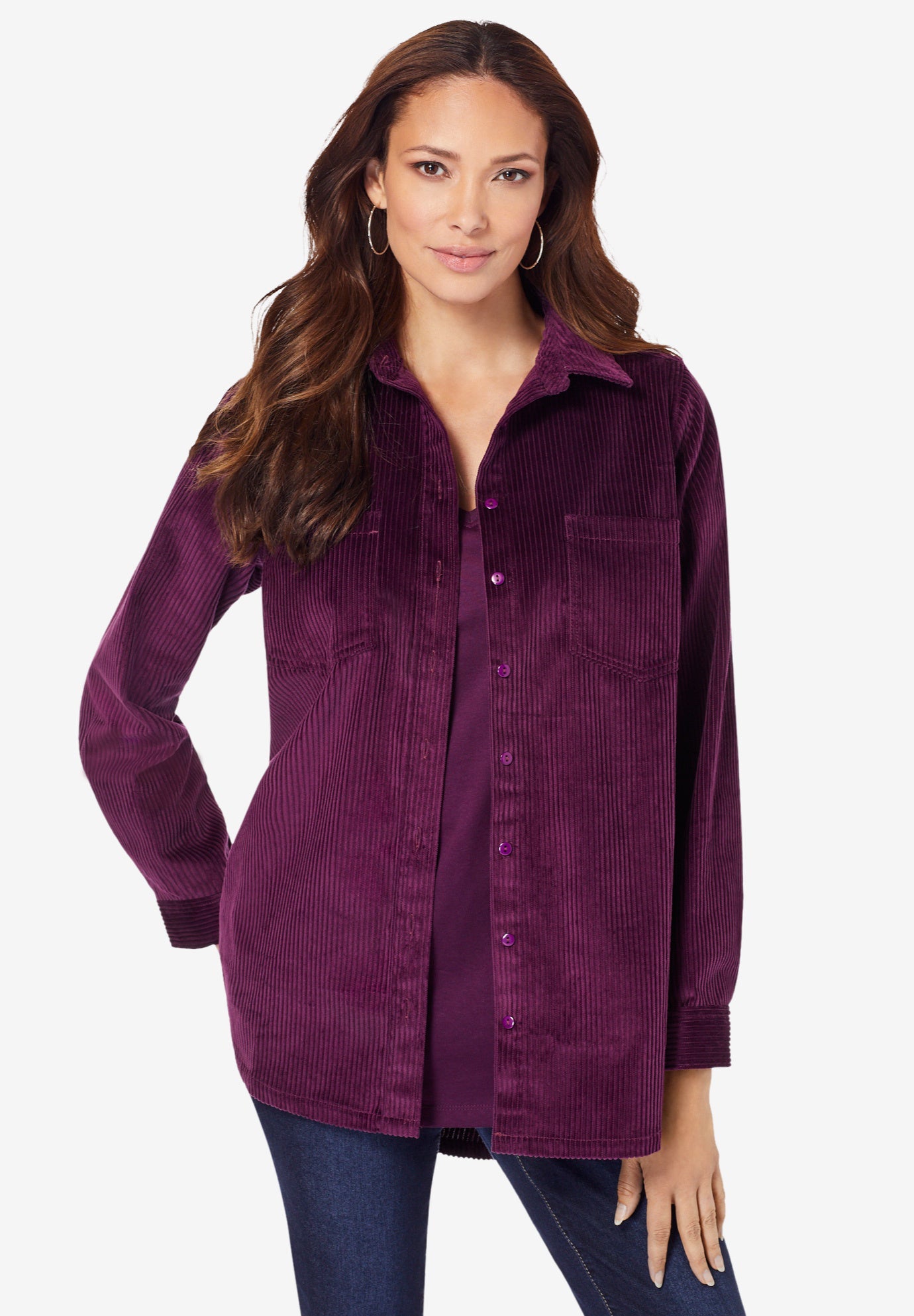 Corduroy Button-Front Shirt image number 0