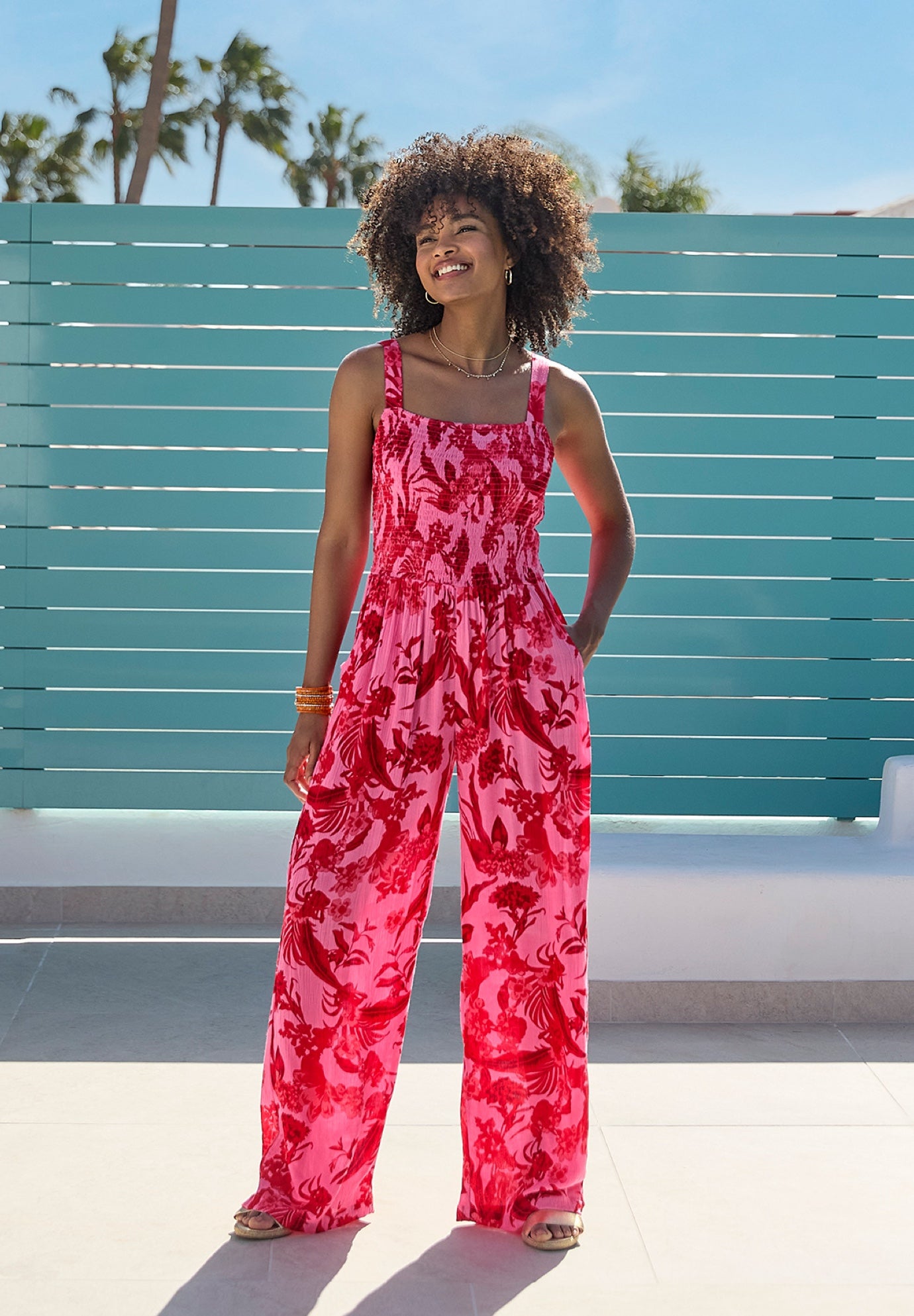 Smocked Crinkle Jumpsuit image number 0
