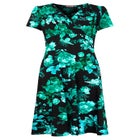 Stretch Knit Faux Wrap Dress image number null