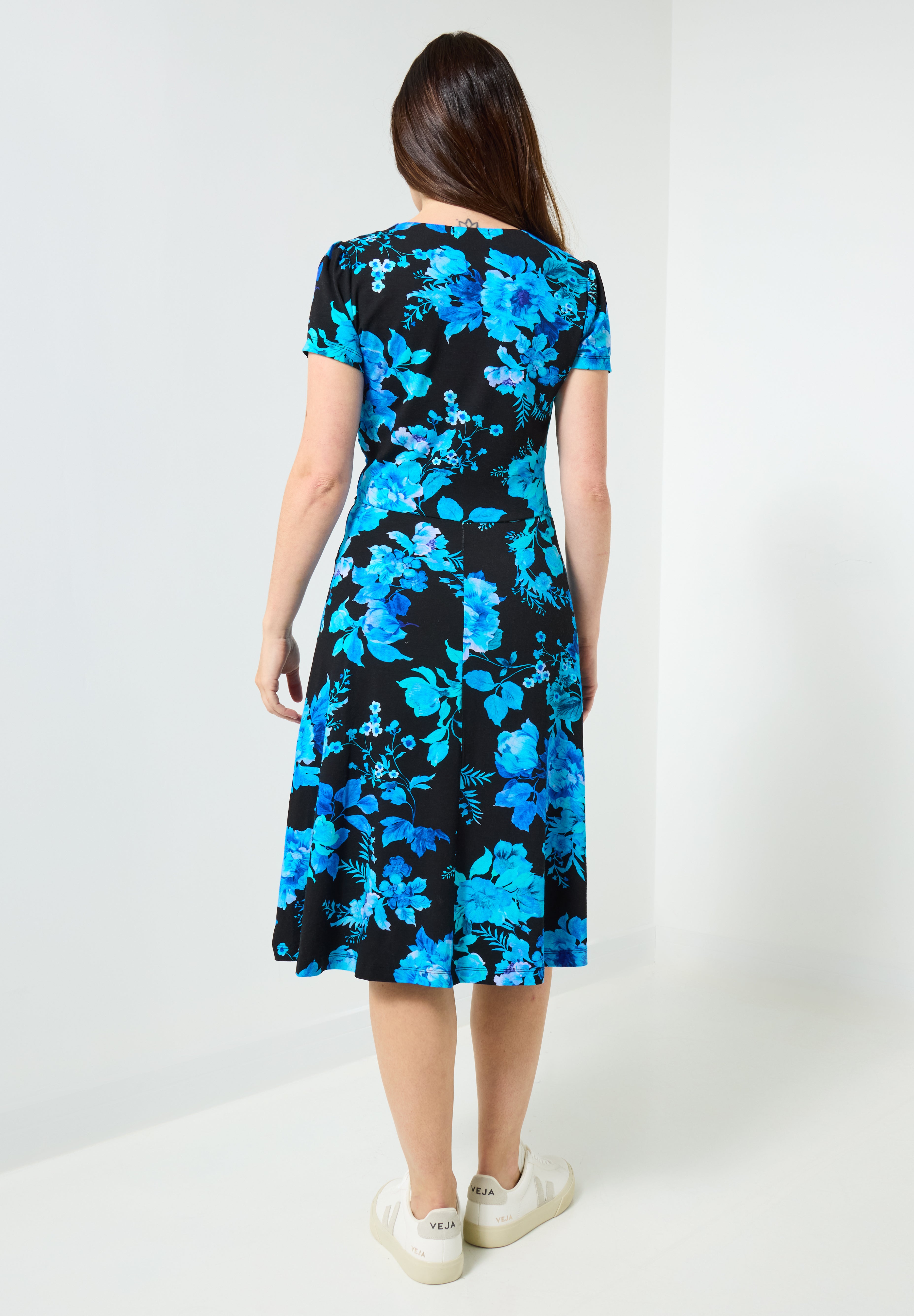 Stretch Knit Faux Wrap Dress image number 2
