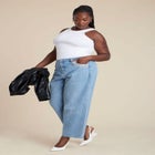 Relaxed Jean With Rhinestone Trim Pocket image number null
