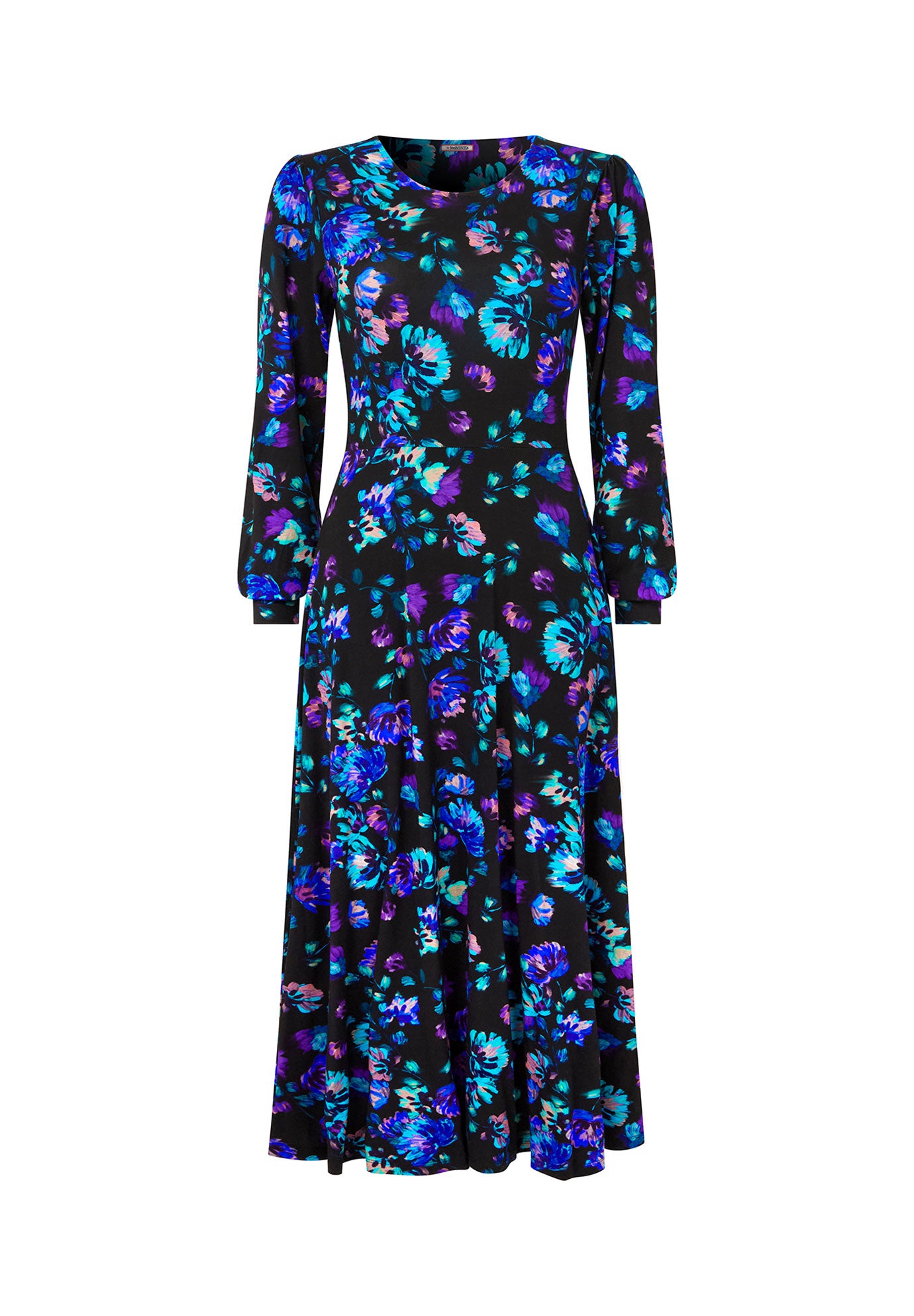 Stretch Knit A-line Midi Dress image number 3