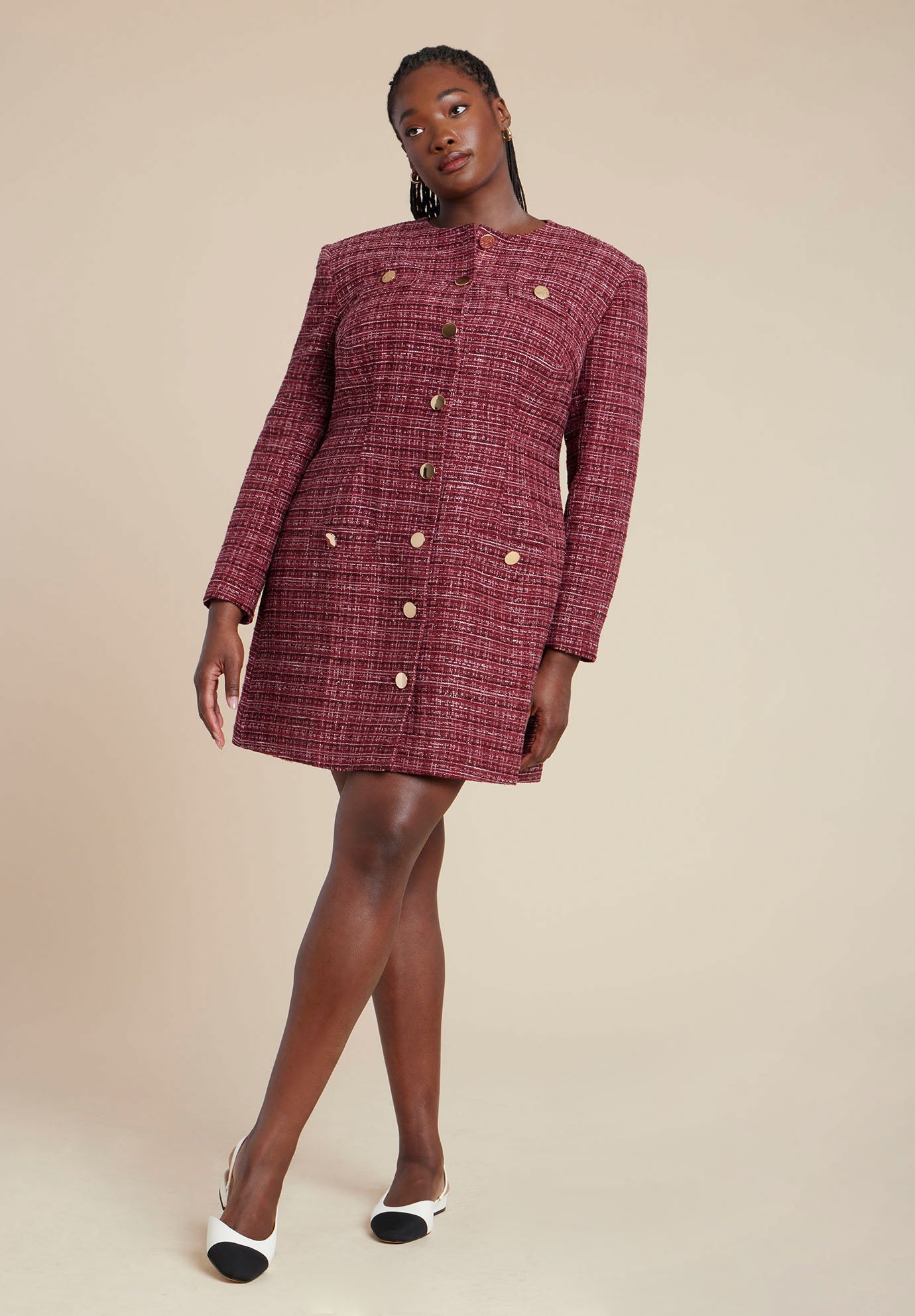 Tweed Long Sleeve Mini Dress image number 1