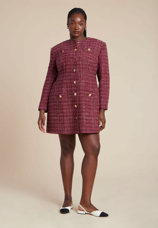 Tweed Long Sleeve Mini Dress image number 3