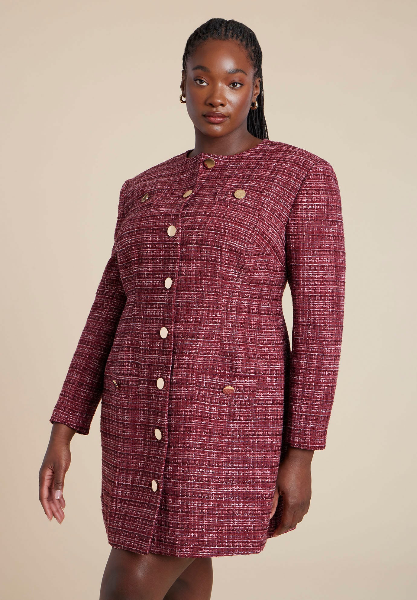 Tweed Long Sleeve Mini Dress image number 0