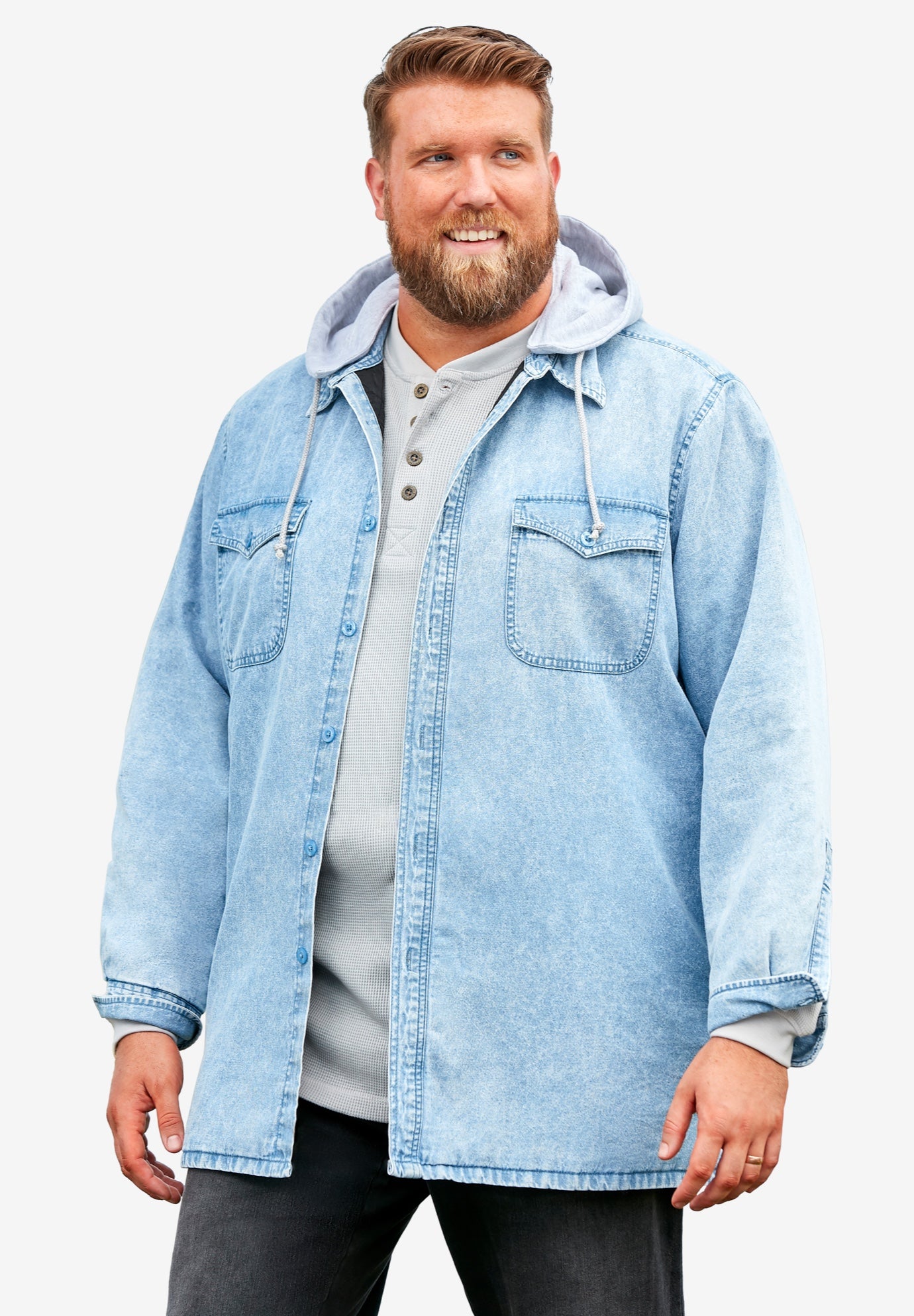 Removable Hooded Shirt Jacket image number 3