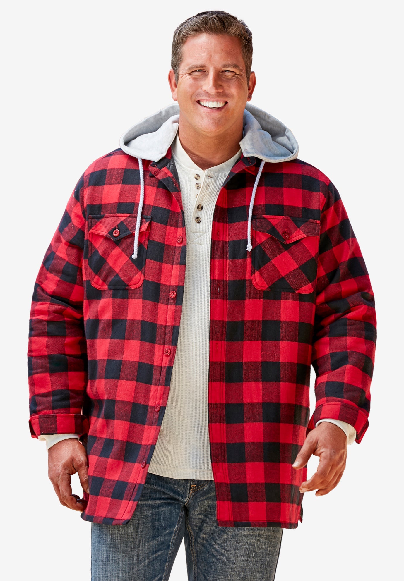 Removable Hooded Shirt Jacket image number 4