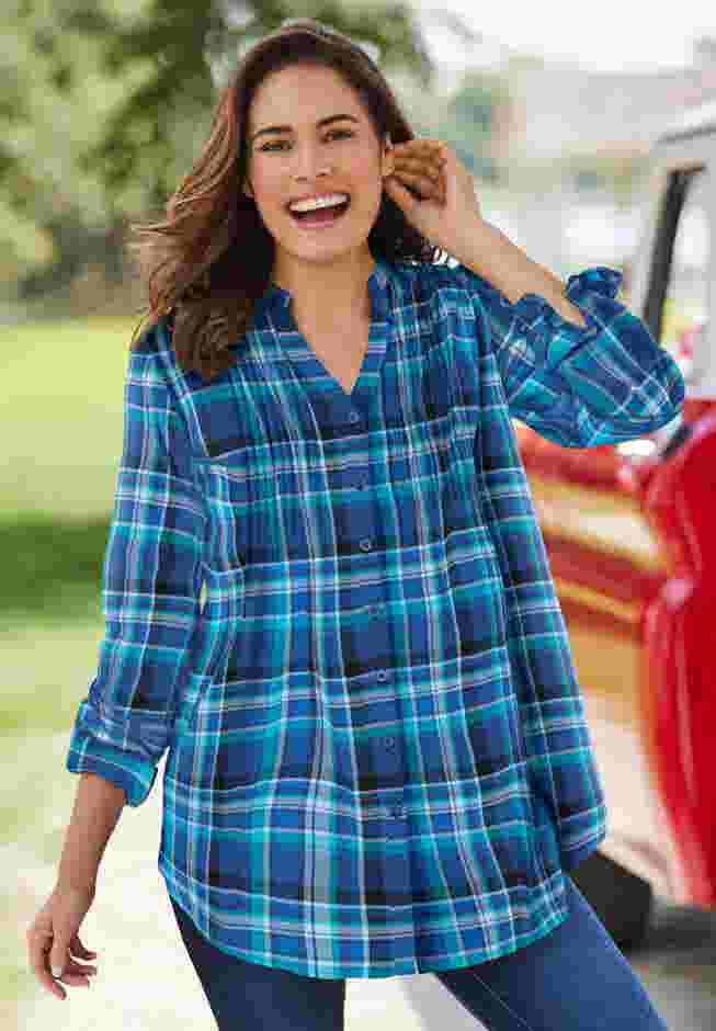 Pintucked Flannel Shirt image number 3