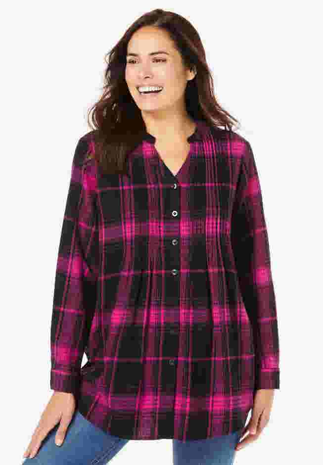 Pintucked Flannel Shirt image number 4
