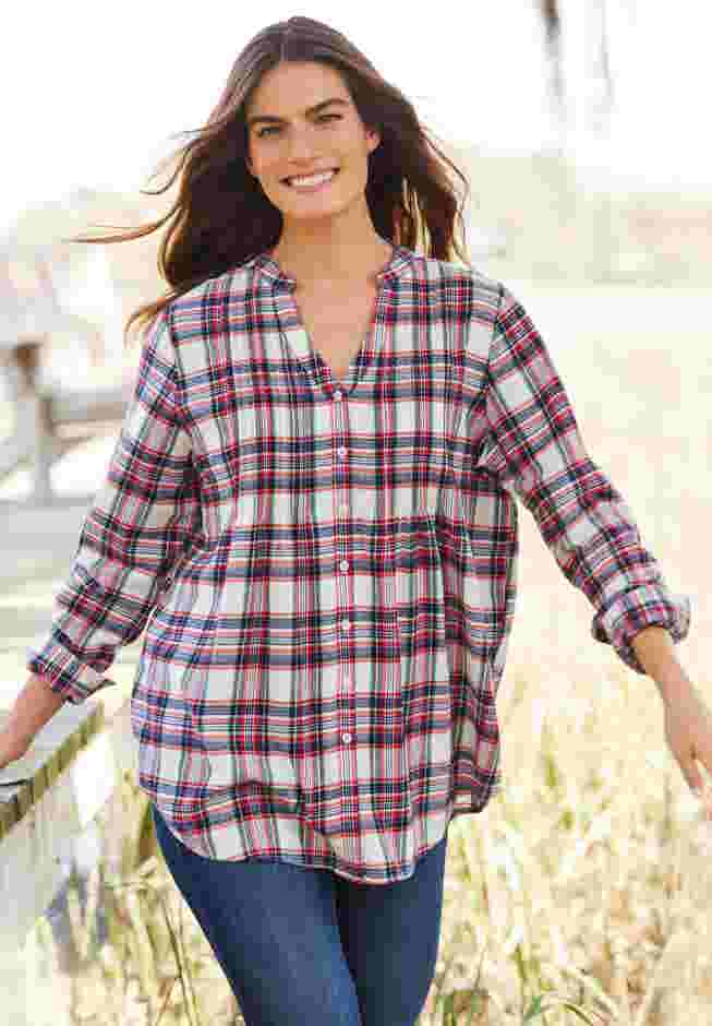 Pintucked Flannel Shirt image number 5