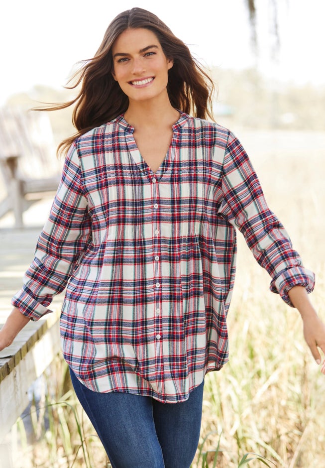 Pintucked Flannel Shirt image number 7