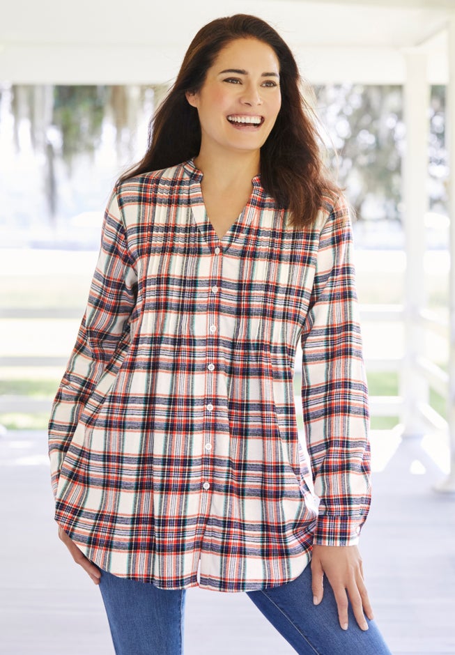 Pintucked Flannel Shirt image number 9