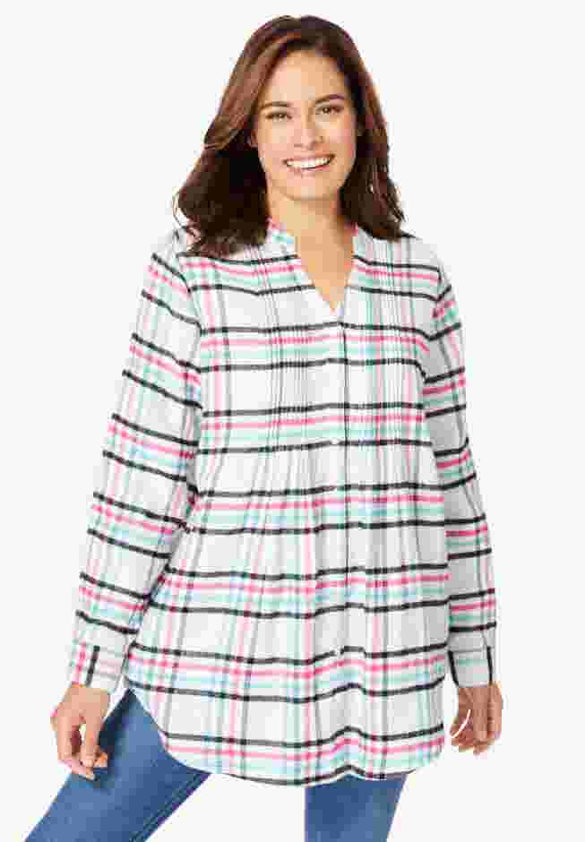 Pintucked Flannel Shirt image number 0
