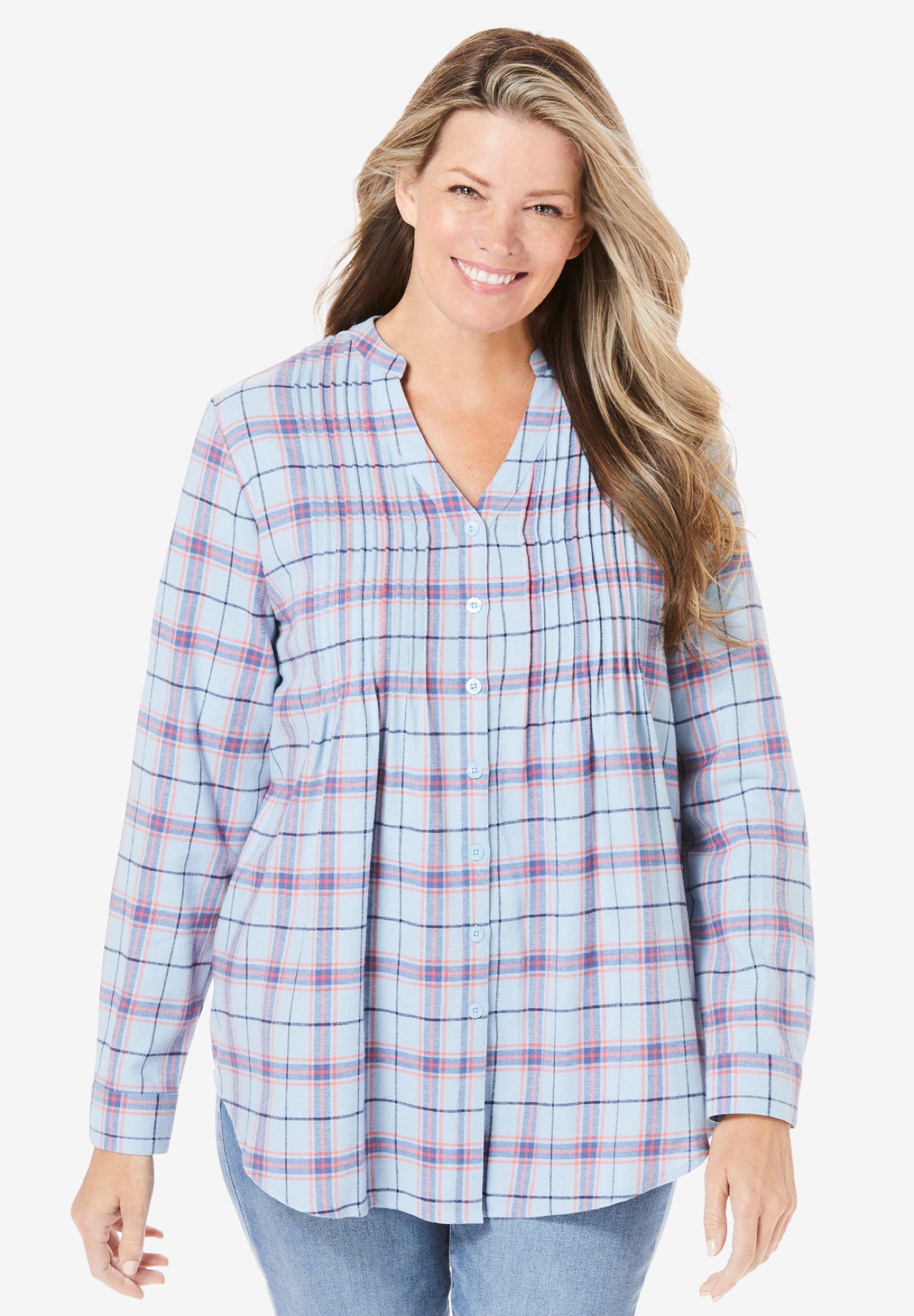 Pintucked Flannel Shirt image number 0