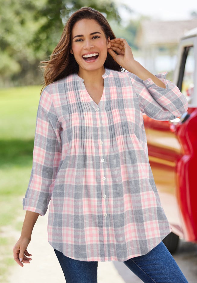 Pintucked Flannel Shirt image number 0