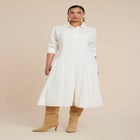 Shirred Godet Flare Poplin Dress image number 0