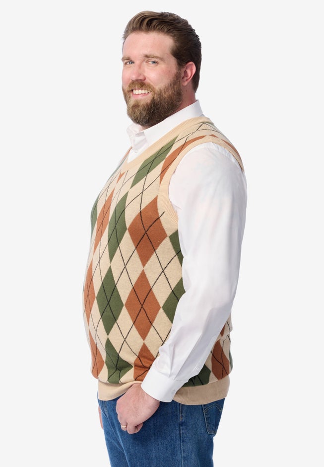 V-Neck Argyle Sweater Vest image number 2
