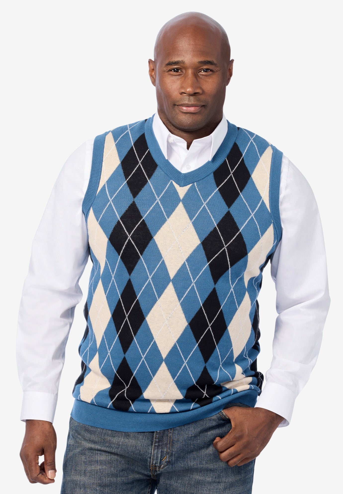V-Neck Argyle Sweater Vest image number 3