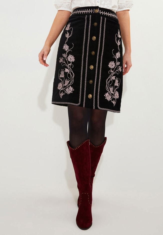 Embroidered Moleskin Skirt image number 1