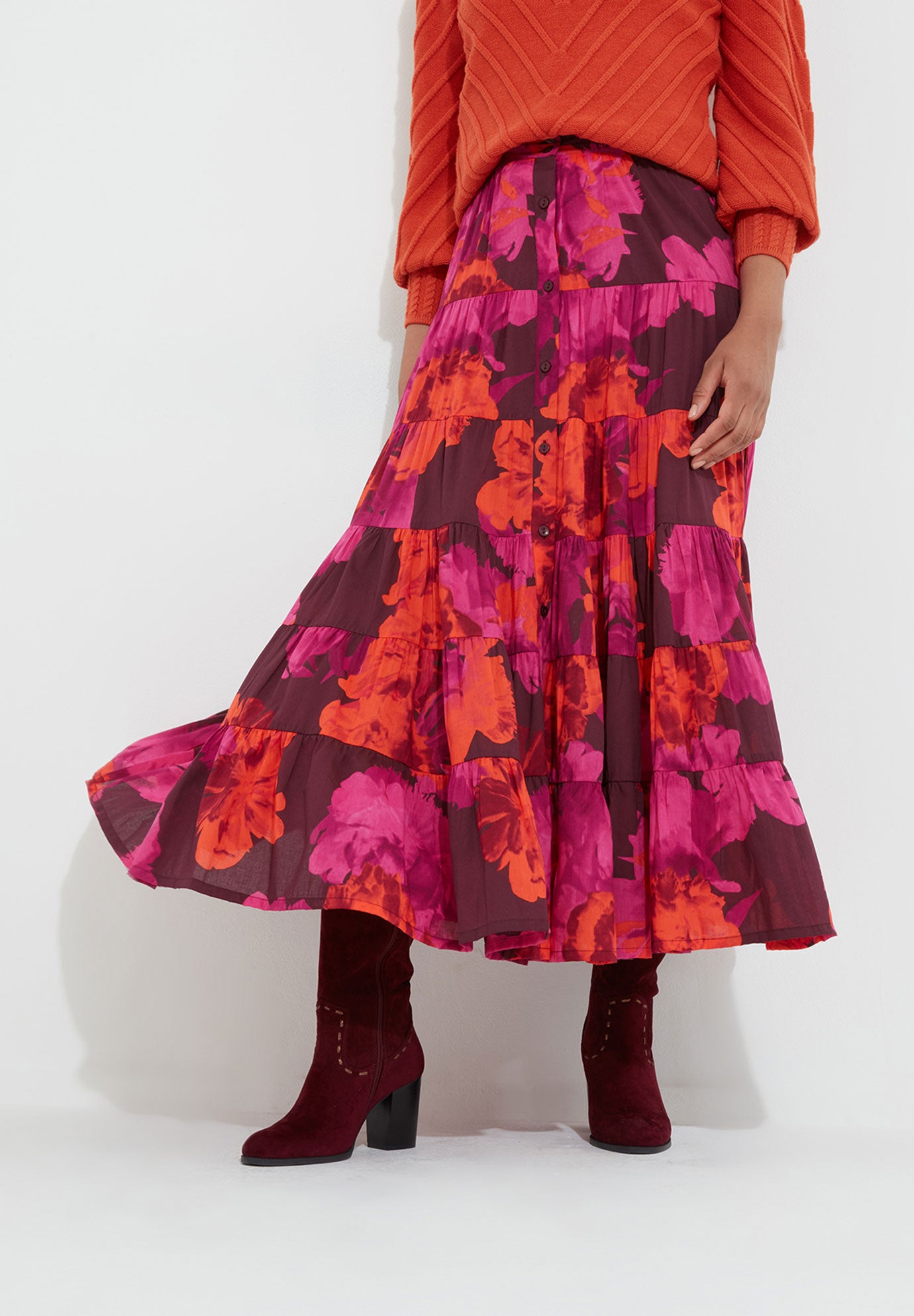 Tiered Midi Skirt image number 0