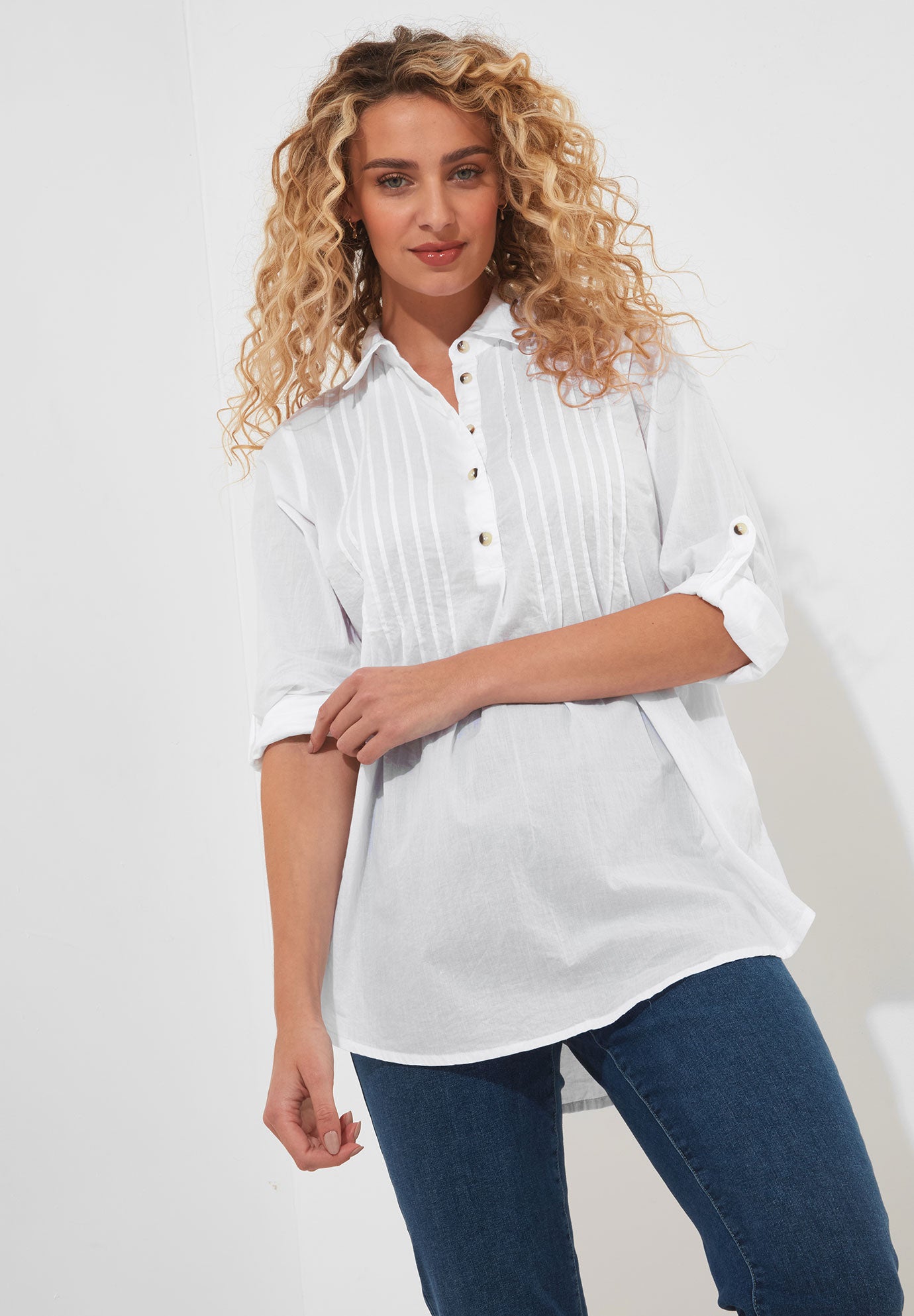 Cotton Pintuck Tunic image number 0