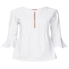 Stretch Cotton Bell Sleeve Henley image number 2