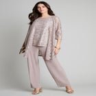 Plus-Size 3 Piece 3/4 Sleeve Foil Lace Duster Pant Set image number null