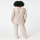 Plus-Size 3 Piece 3/4 Sleeve Foil Lace Duster Pant Set image number null