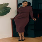 Drape Effect Midi Dress image number null