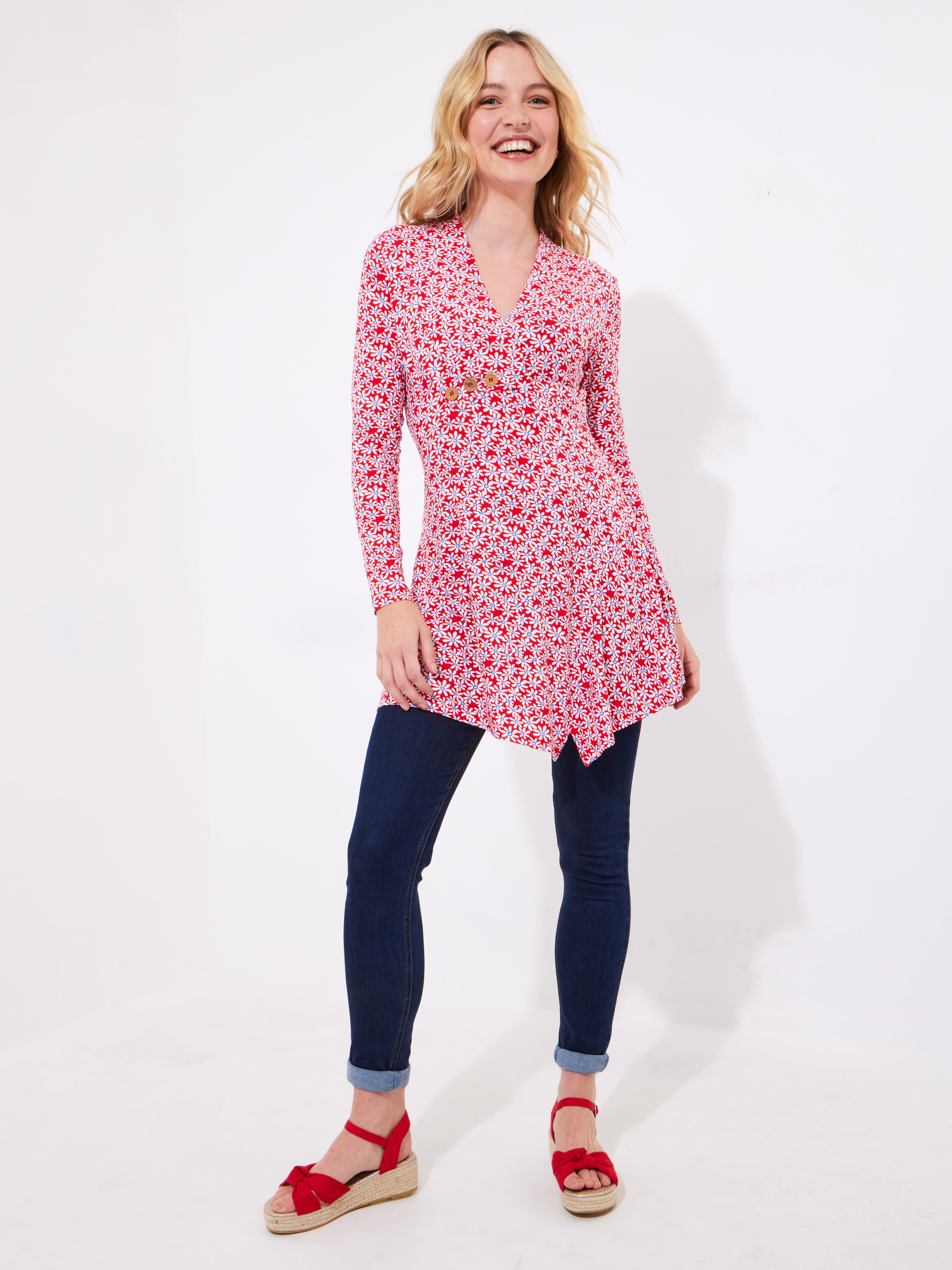 Stretch Knit Asymmetrical Tunic image number 1