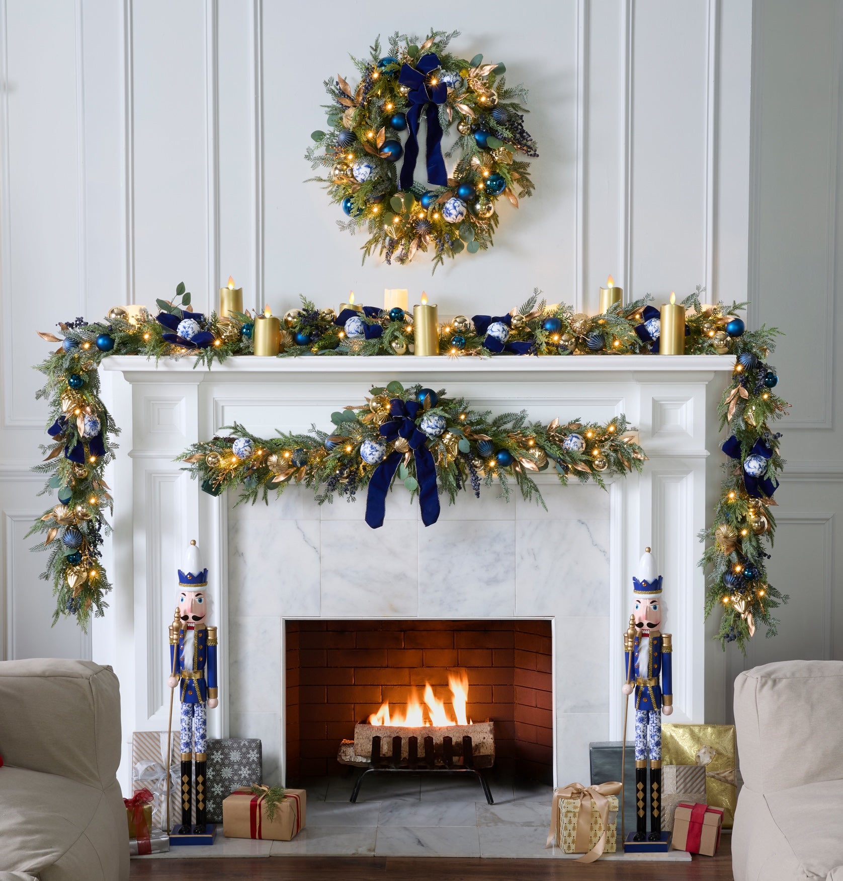 6 Ft. Pre-Lit Midnight Blue Garland image number 1