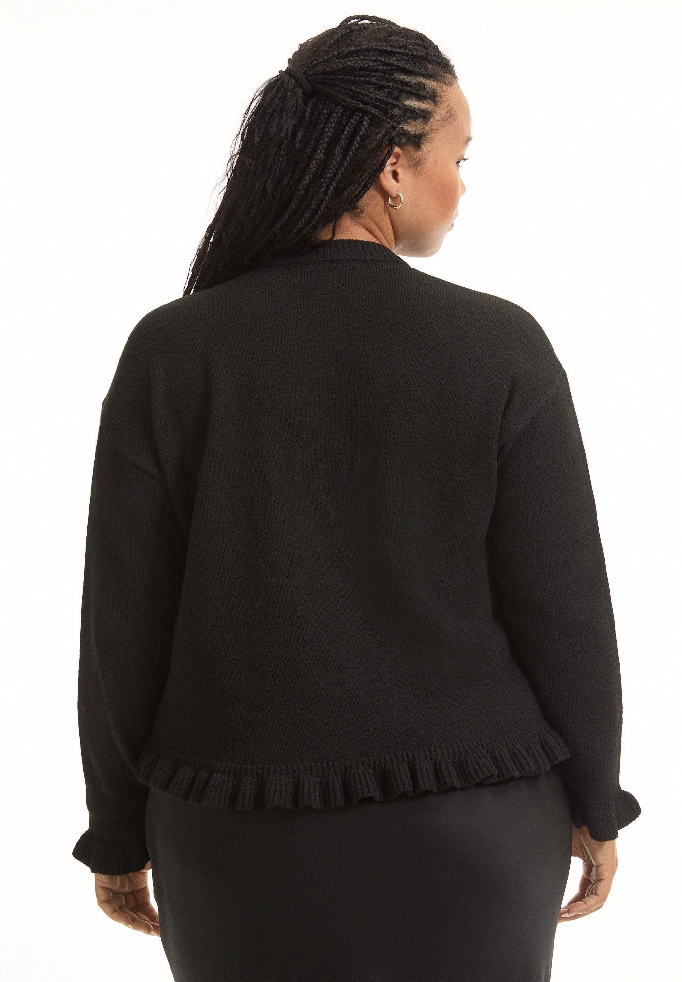 Ruffle Hem Buttoned Sweater image number 1