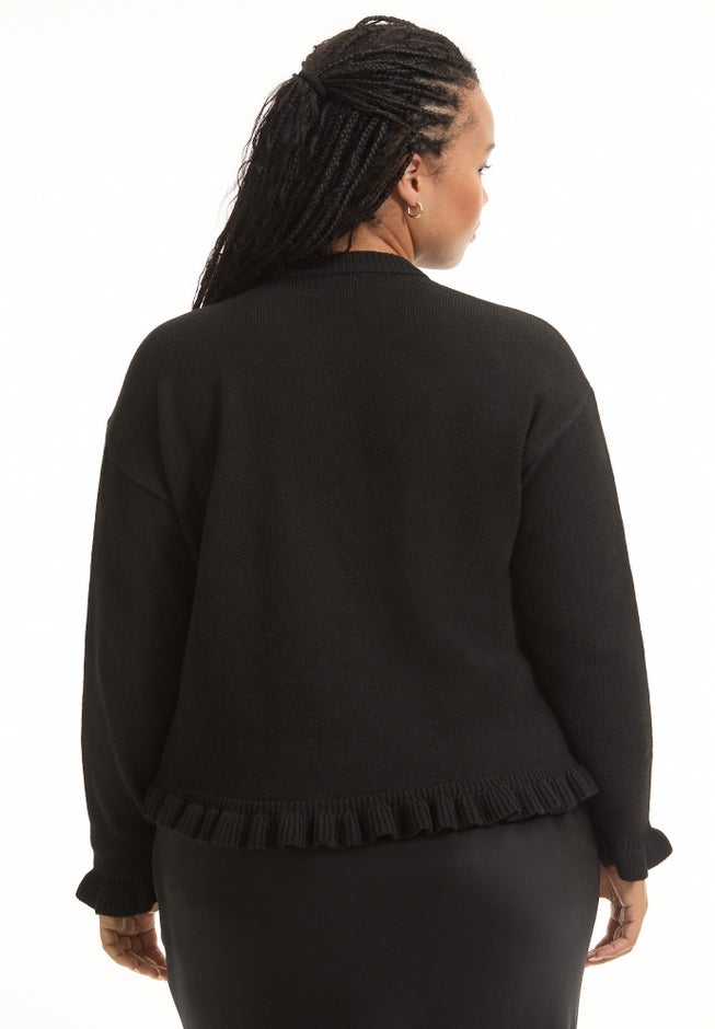 Ruffle Hem Buttoned Sweater image number 1