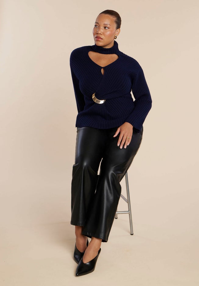 Turtleneck Belted Sweater image number 3