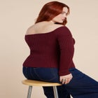 Bust-Stitch Off The Shoulder Sweater image number null