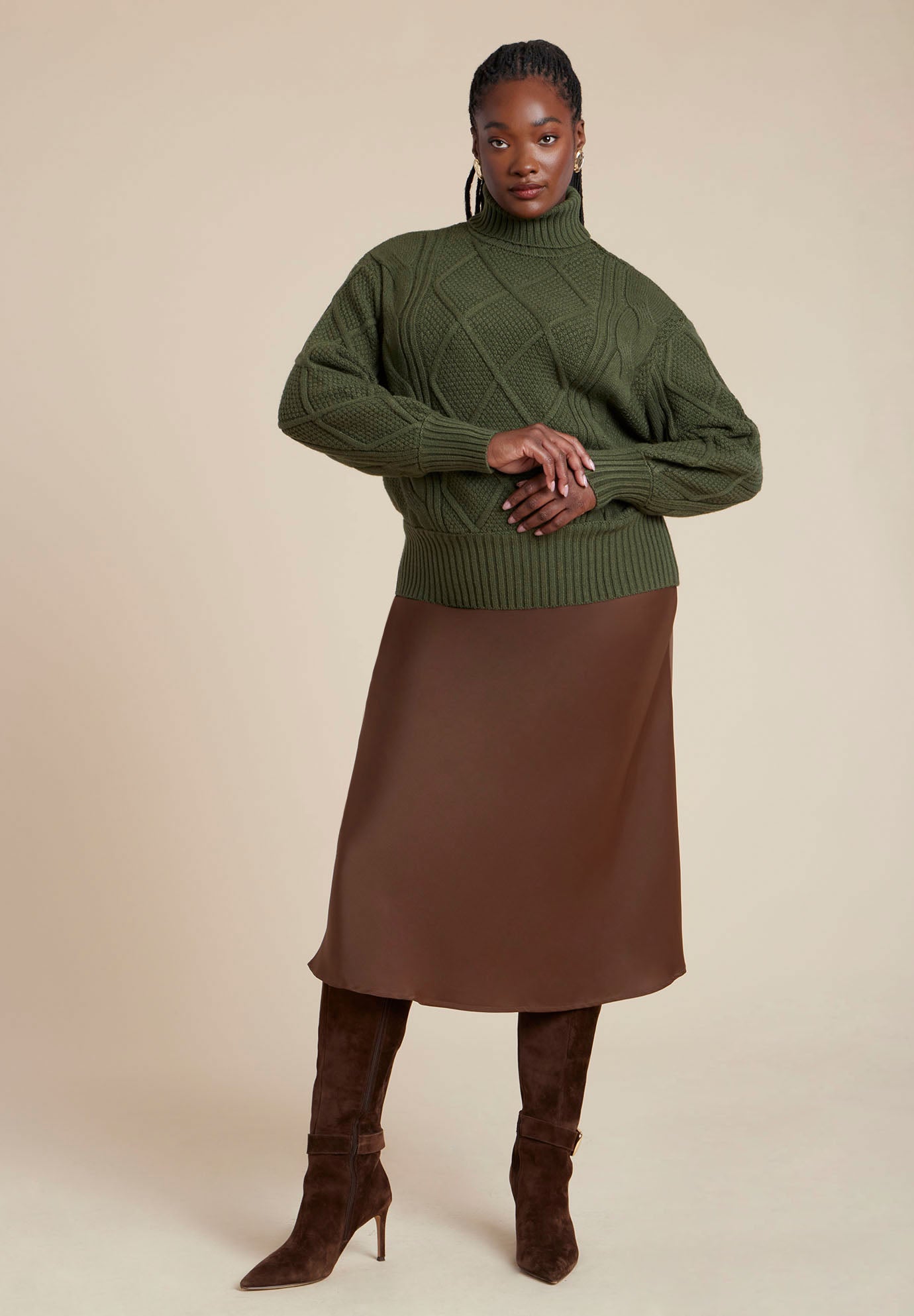 Cableknit Slouchy Sweater image number 3
