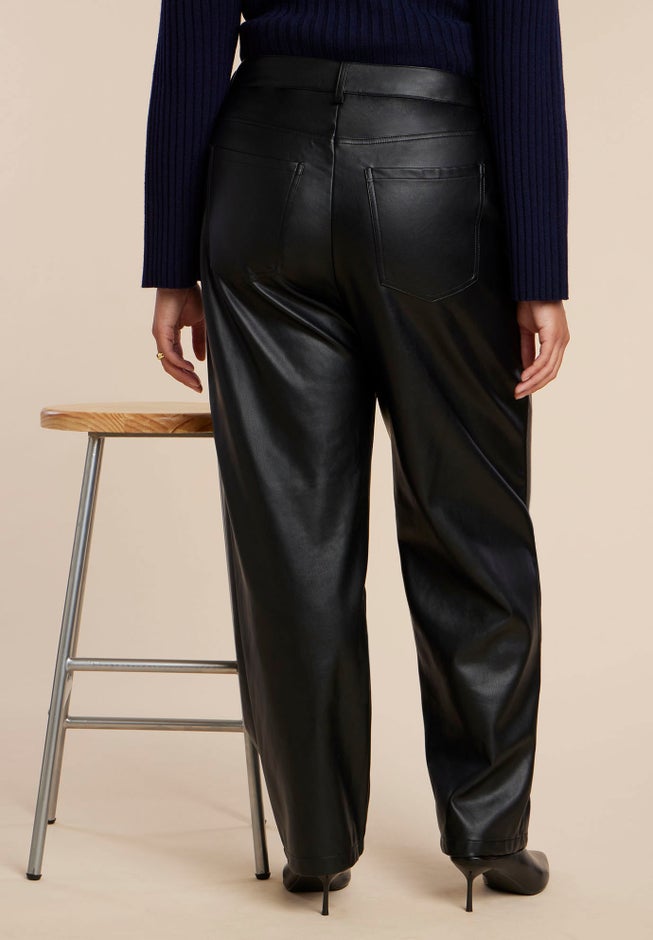 Faux Leather Pintuck Straight Leg Pant image number 2