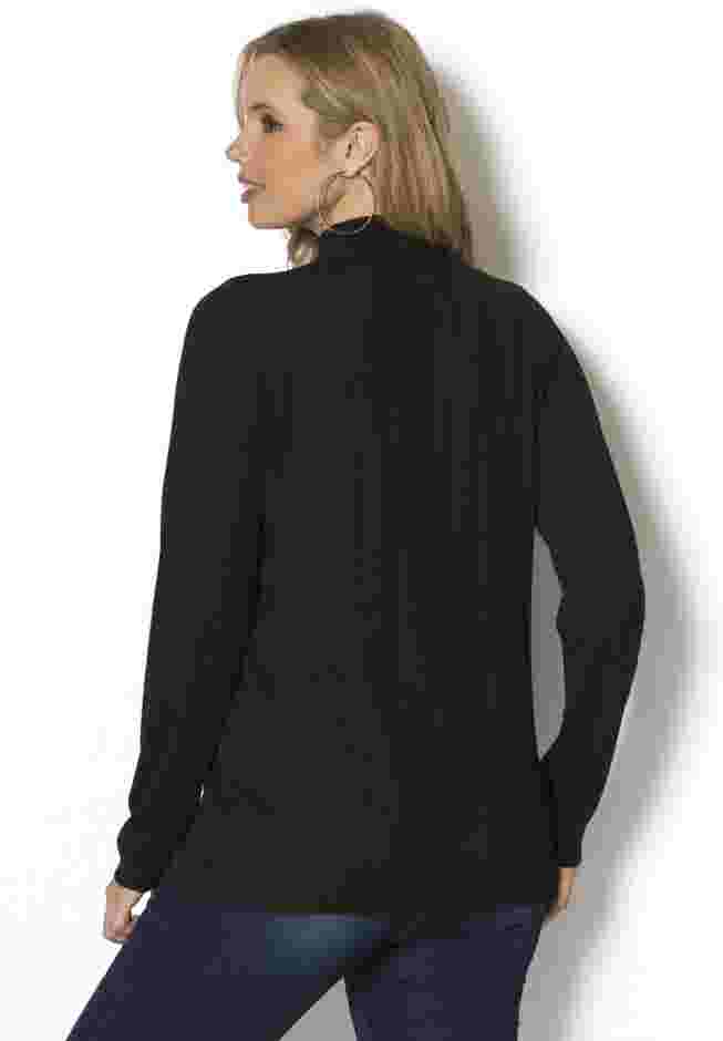 Plus Size Drop Needle Mockneck Lightweight Sweater Knit image number 1