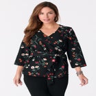 Faux Wrap Tie Bi-Stretch Blouse image number null