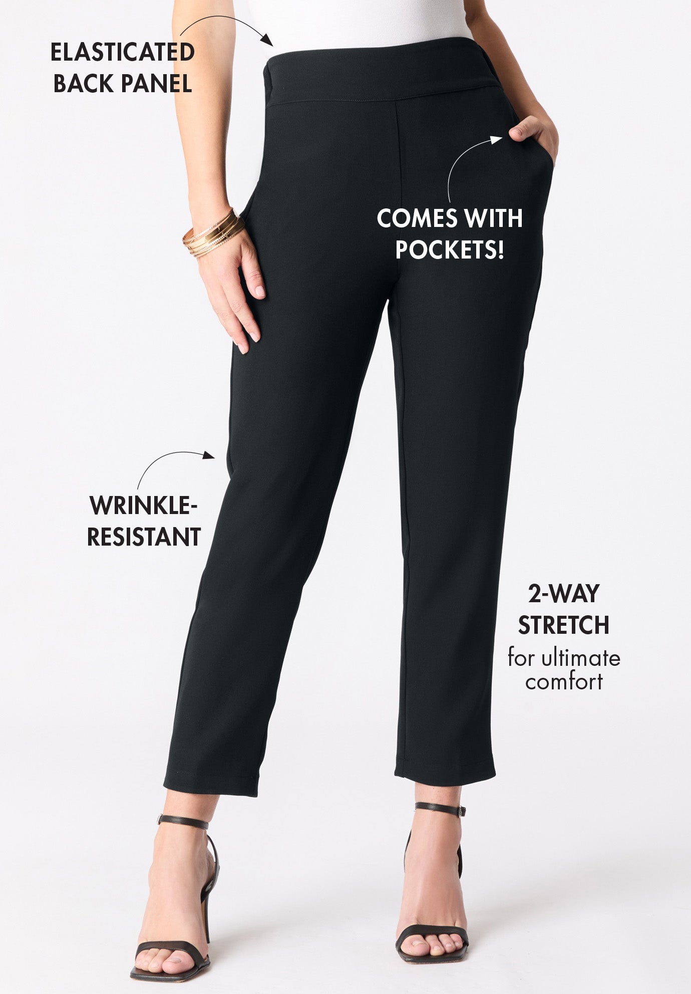 Plus Size Bi-Stretch Straight Leg Pull On Ankle Pant image number 0