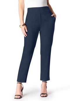 Plus Size Bi-Stretch Straight Leg Pull On Ankle Pant