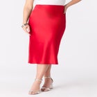 Plus Size Stretch Satin Midi Skirt image number null